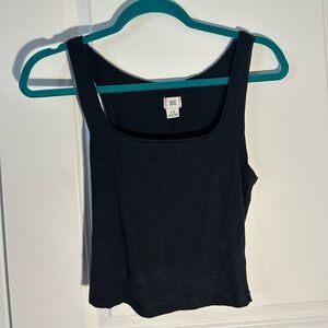 BDG low cut black ribbed tank with square neckline size large